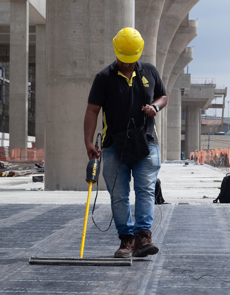 Solução em Teste de Manta para Construção Civil em locais Impermeabilizados